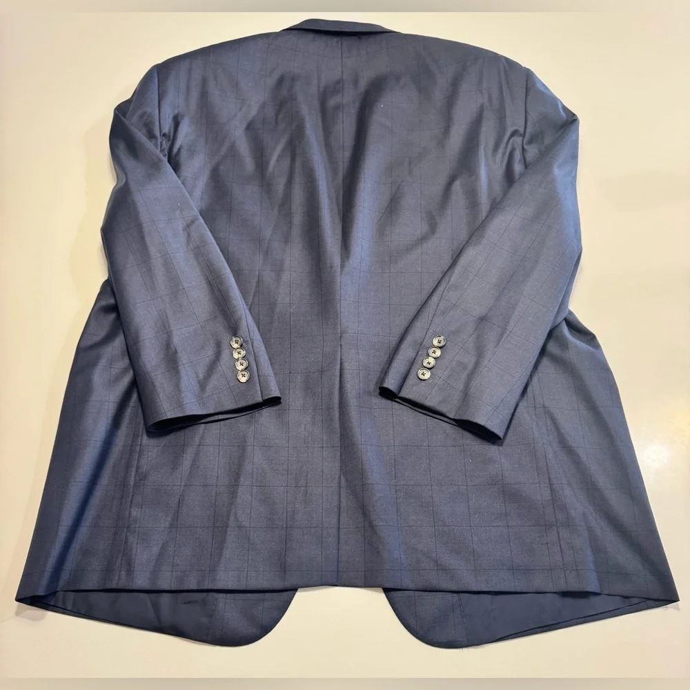 Hickey Freeman Men’s 48R 100% Wool Loro Piana blazer Navy Blue Check Made In USA - Picture 2 of 11